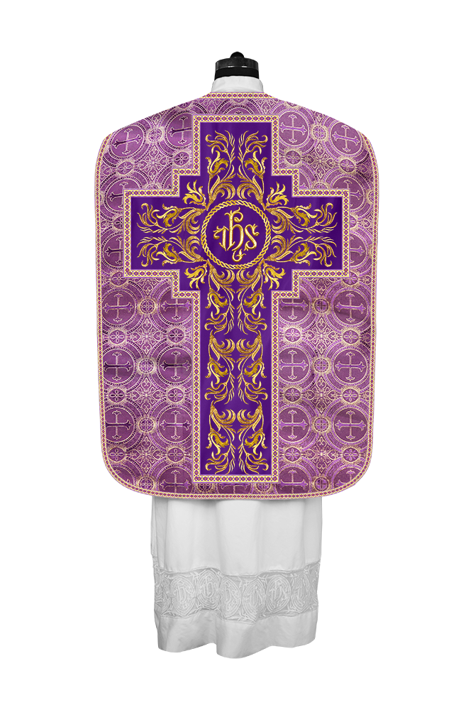 Roman Chasuble Vestment With Woven Braids and Trims
