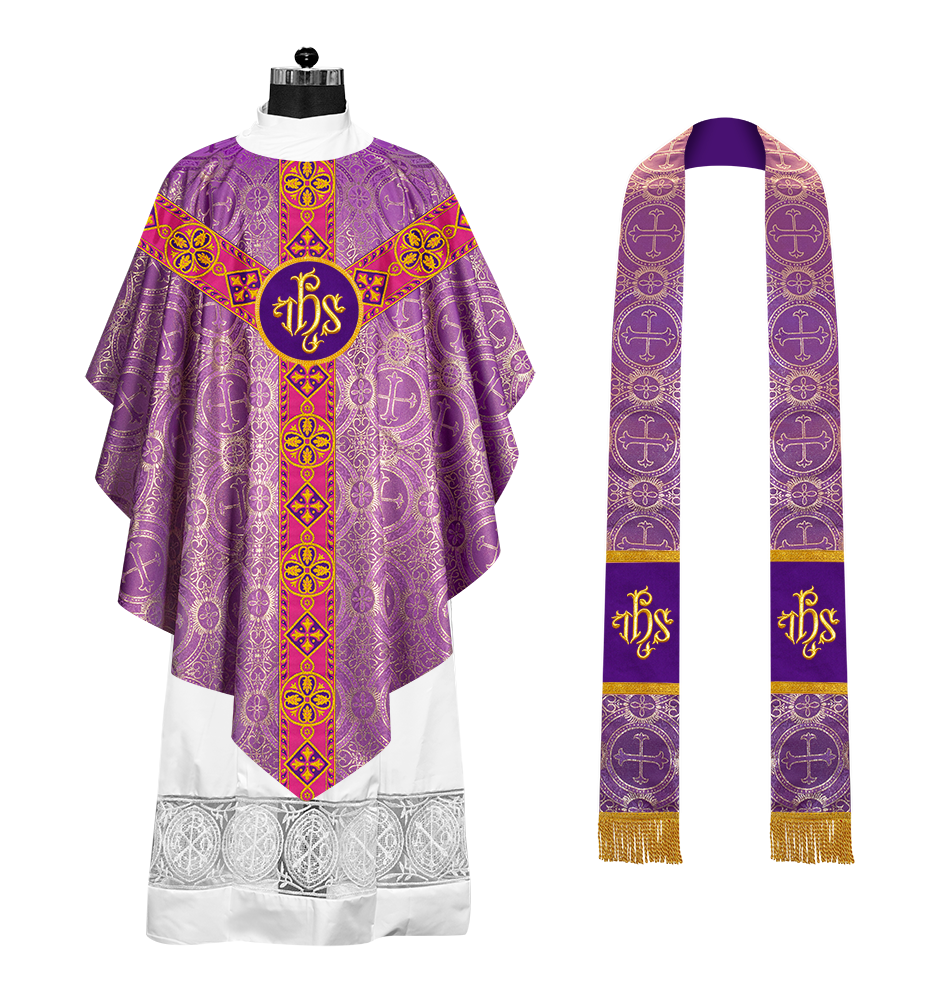 Pugin Style Chasuble with Embroidered Orphrey