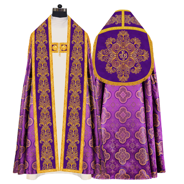 Roman Cope Vestment with Spiritual Motif and Adorned Embroidery