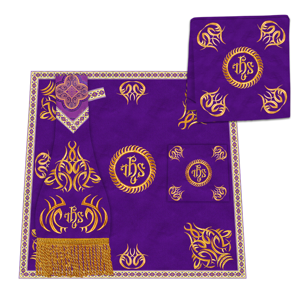 Borromean Chasuble Vestment With Braided Orphrey and Trims