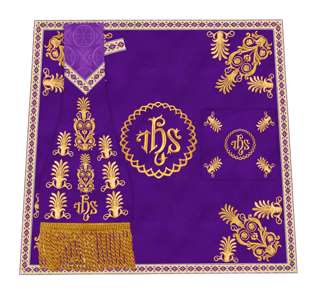 Traditional Altar Cloth with Embroidered Cross & Braided Trims