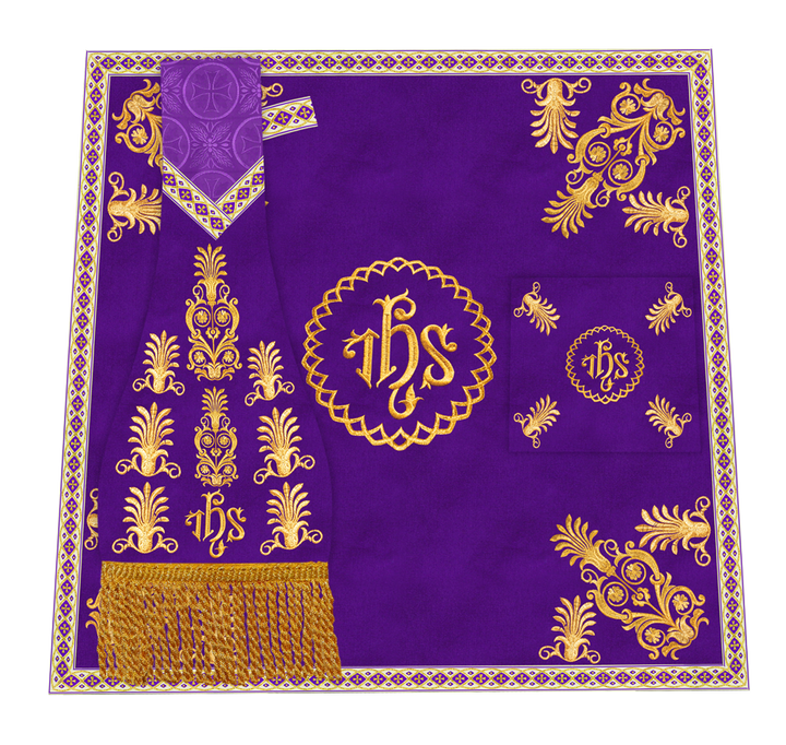 Traditional Altar Cloth with Embroidered Cross & Braided Trims
