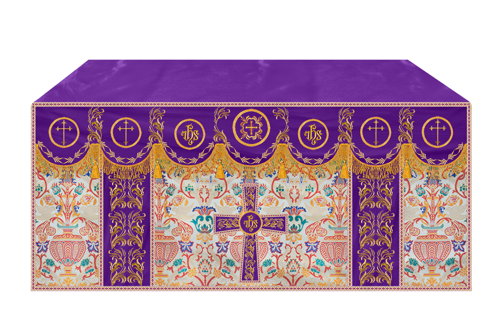 Traditional Tapestry Altar Cloth with Embroidery Details