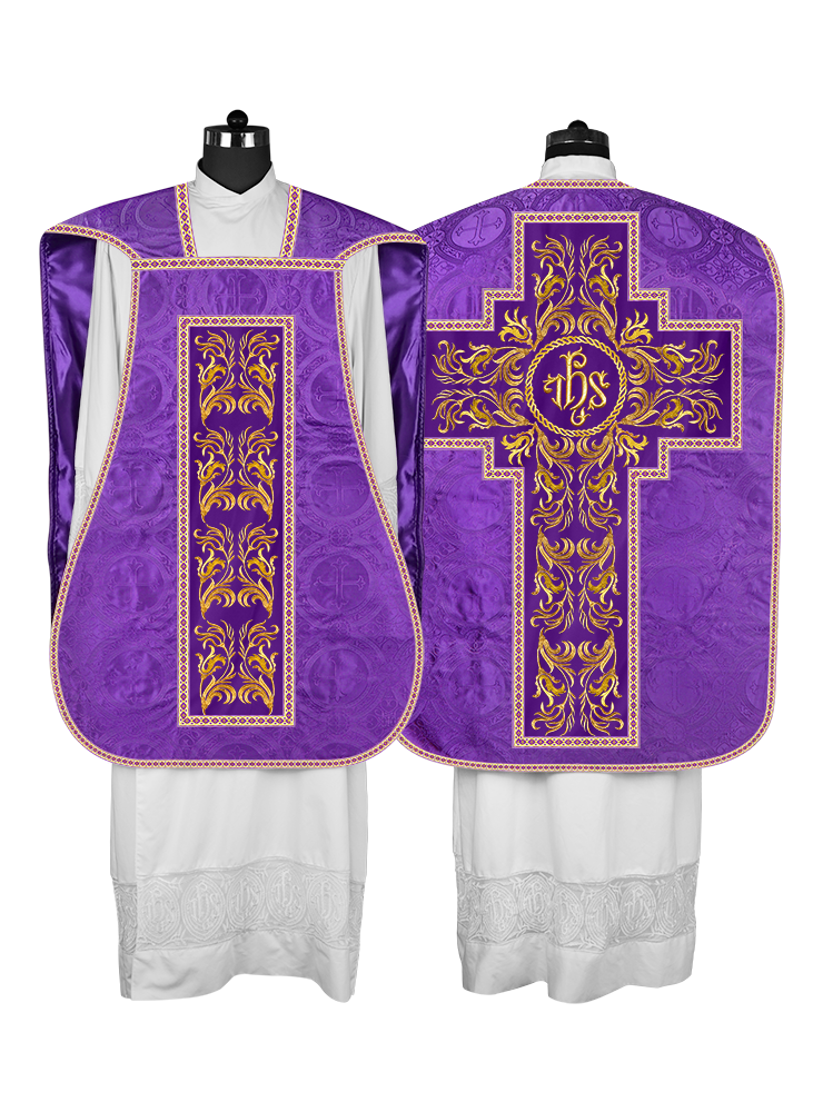 Roman Chasuble Vestment With Woven Braids and Trims