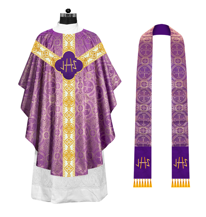 Gothic Chasuble Vestment with Motif and Trims