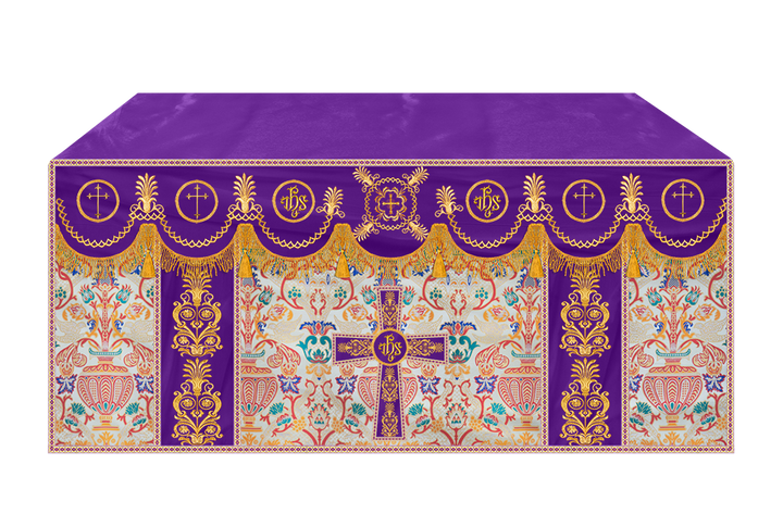 Coronation Tapestry Altar Table Cloth with Embroidered trims