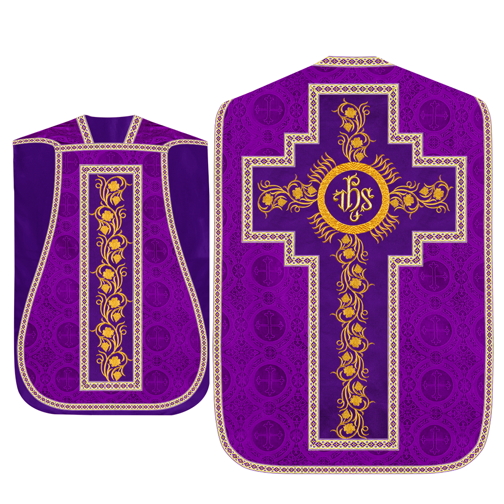 Roman Chasuble Vestment With Grapes Embroidery and Trims