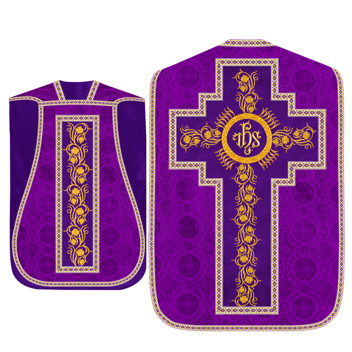 Roman Chasuble Vestment With Grapes Embroidery and Trims