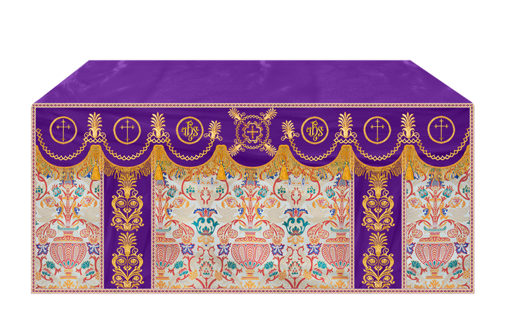 Coronation Tapestry Altar Table Cloth with Embroidered trims