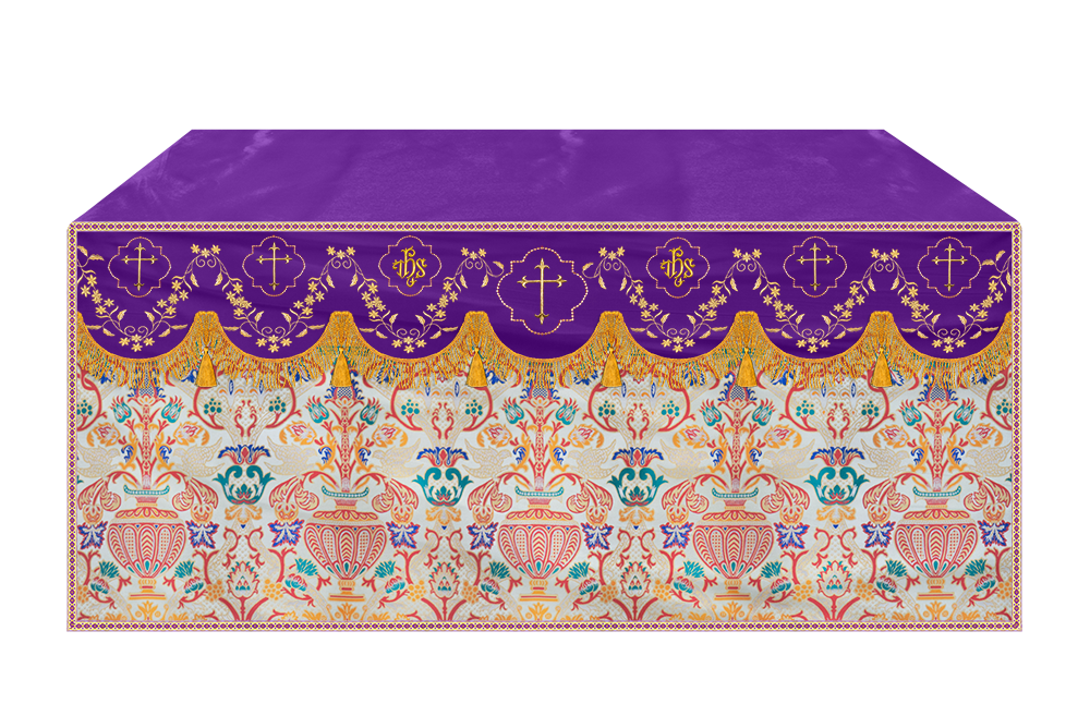 Tapestry Altar Cloth Adorned with Intricate Embroidery