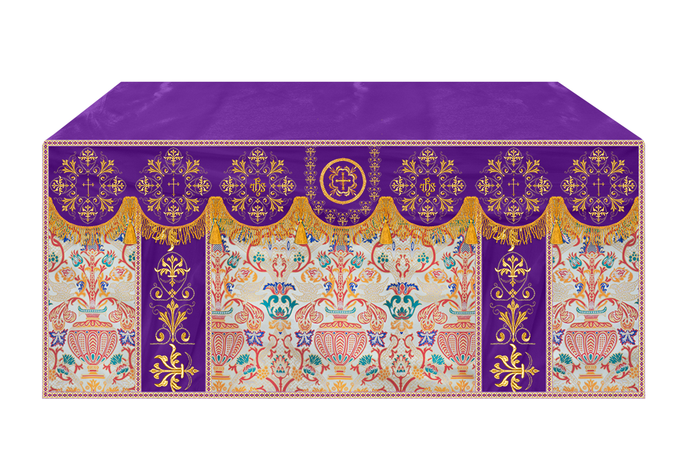Liturgical Tapestry Altar Cloth with a Fine Embroidered Motif