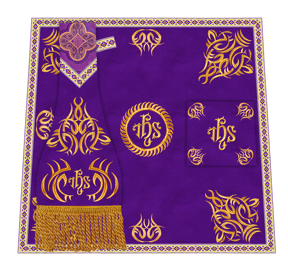 Borromean Chasuble Vestment With Braided Orphrey and Trims