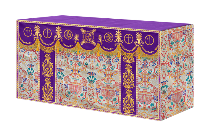 Coronation Tapestry Altar Table Cloth with Embroidered trims