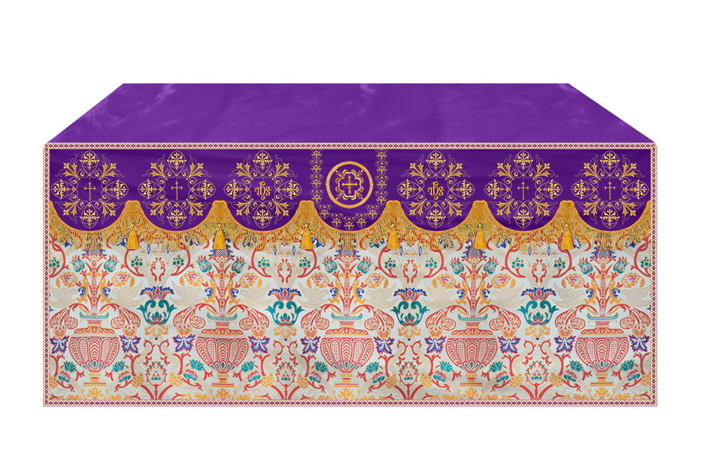 Liturgical Tapestry Altar Cloth with a Fine Embroidered Motif