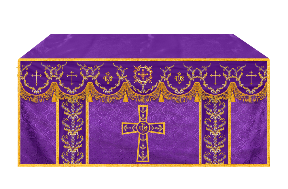 Handcrafted Church Altar Cloth with Detailed Embroidered Trims