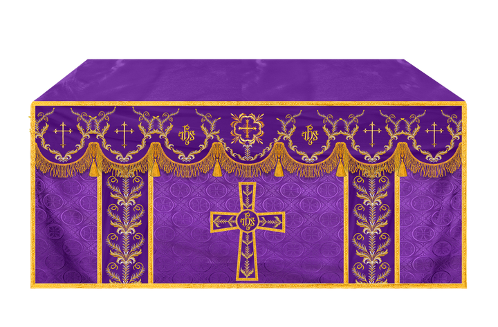 Handcrafted Church Altar Cloth with Detailed Embroidered Trims