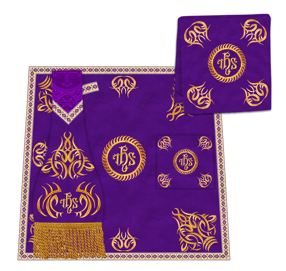 Borromean Chasuble Vestment With Braided Orphrey and Trims