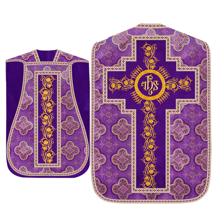 Roman Chasuble Vestment With Grapes Embroidery and Trims