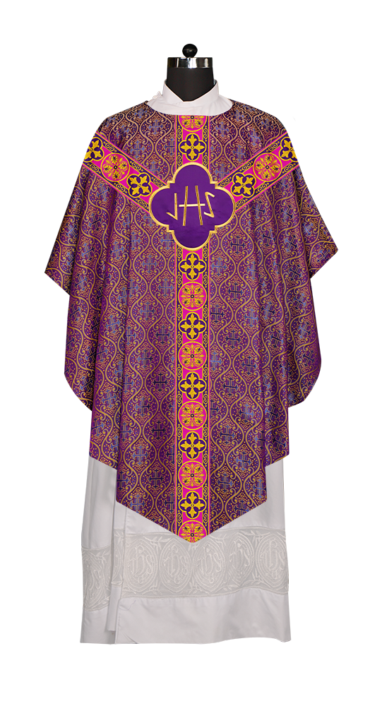 Pugin Chasuble with Intricate Embroidery and Orphrey Details