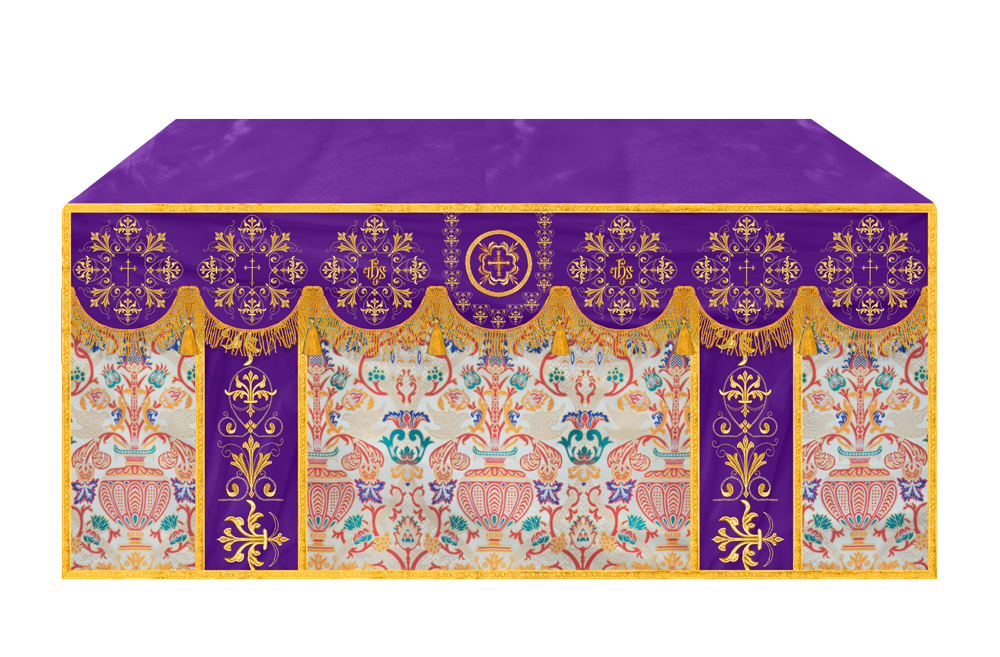 Tapestry Altar Cloth with Braided Embroidered Trims