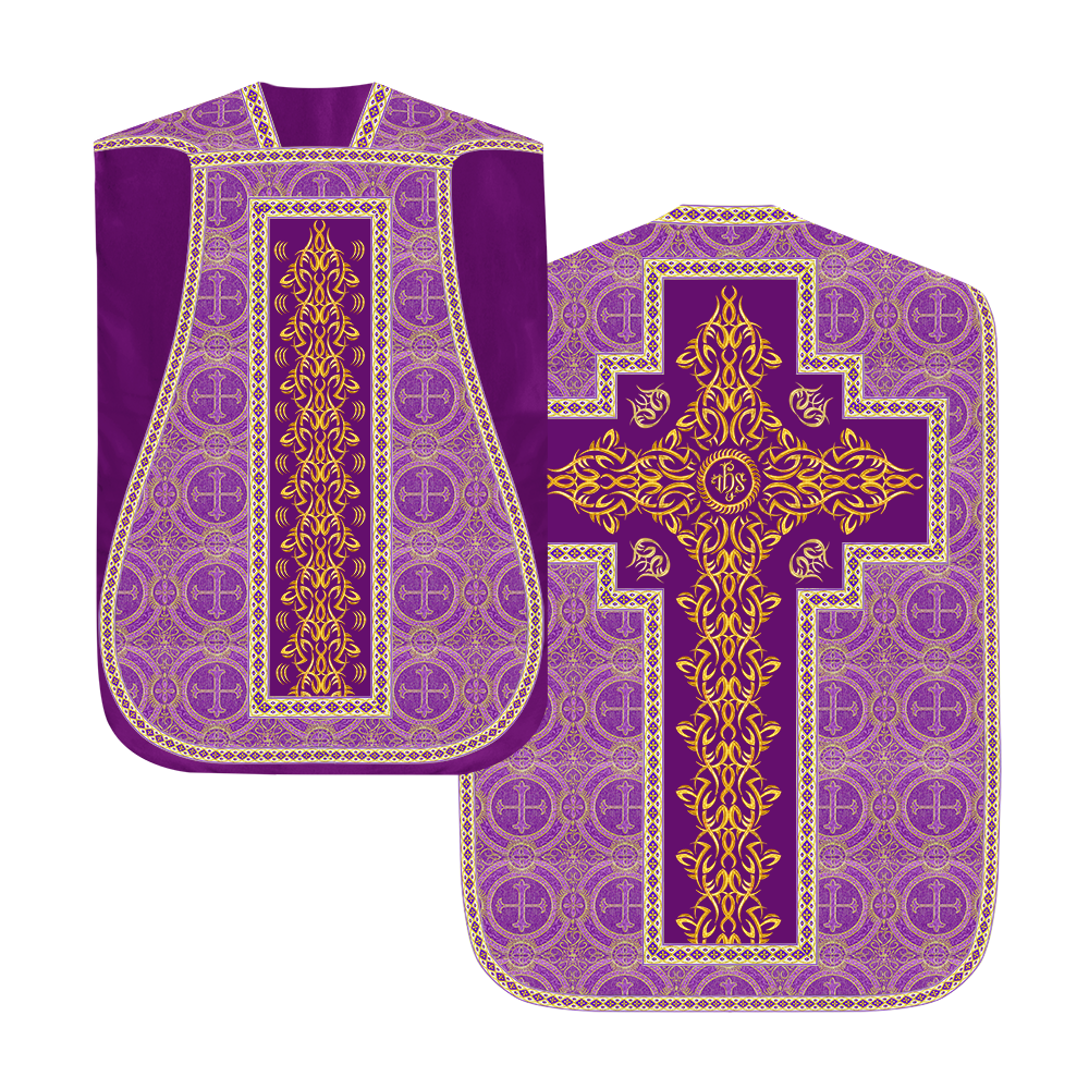 Set of Four Roman Chasuble with Embroidered Trims