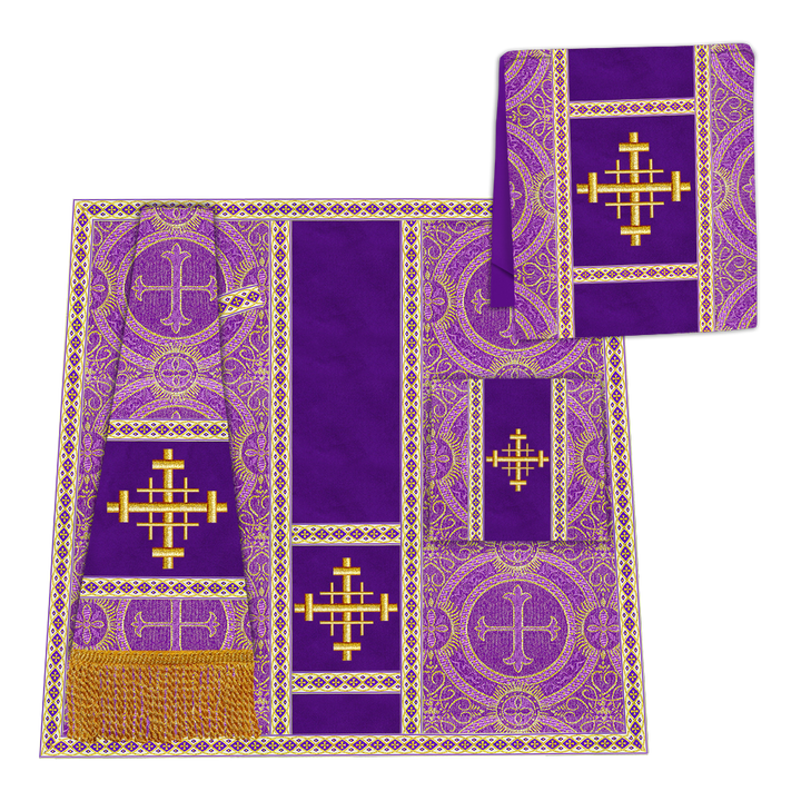 Gothic Chasuble Vestment with Embroidered Cross and Trims