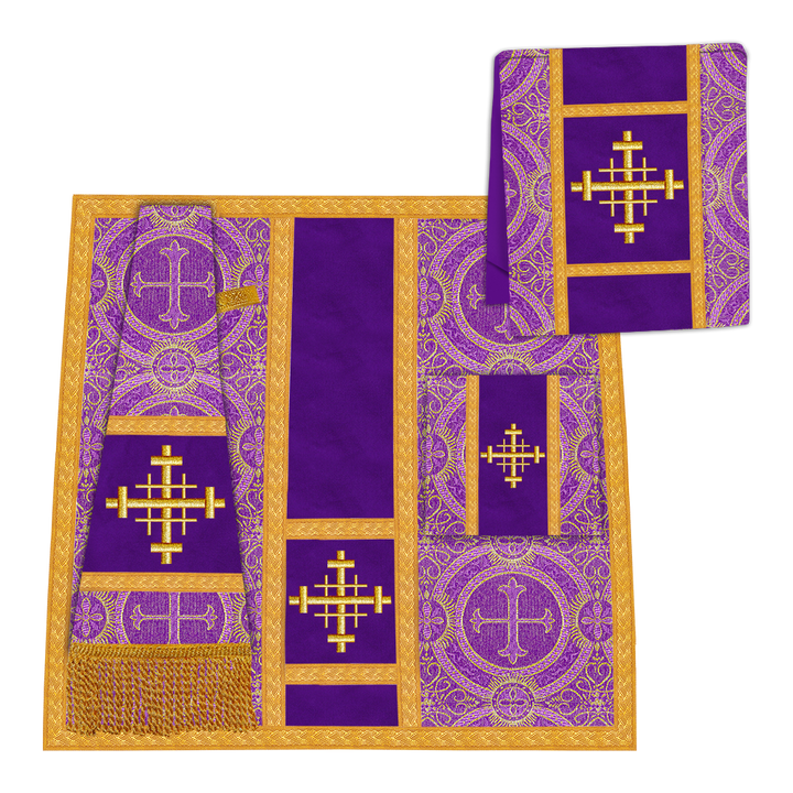 Gothic Chasuble Vestment with Braided Trims and Spiritual Motif