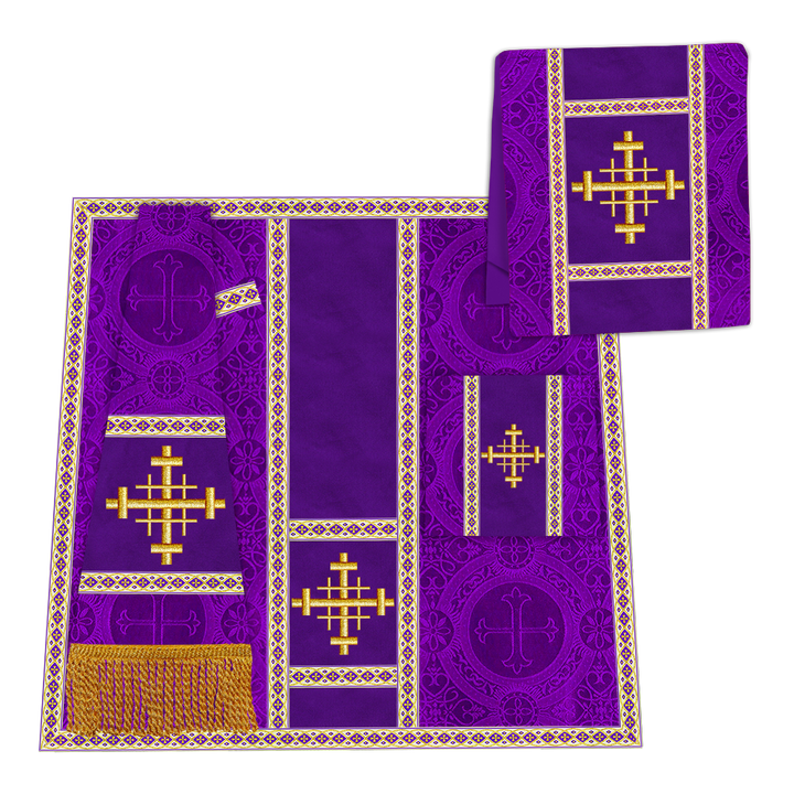 Gothic Chasuble Vestment with Embroidered Cross and Trims