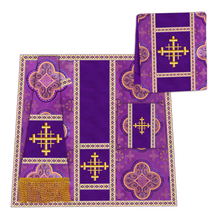 Gothic Chasuble Vestment with Embroidered Cross and Trims