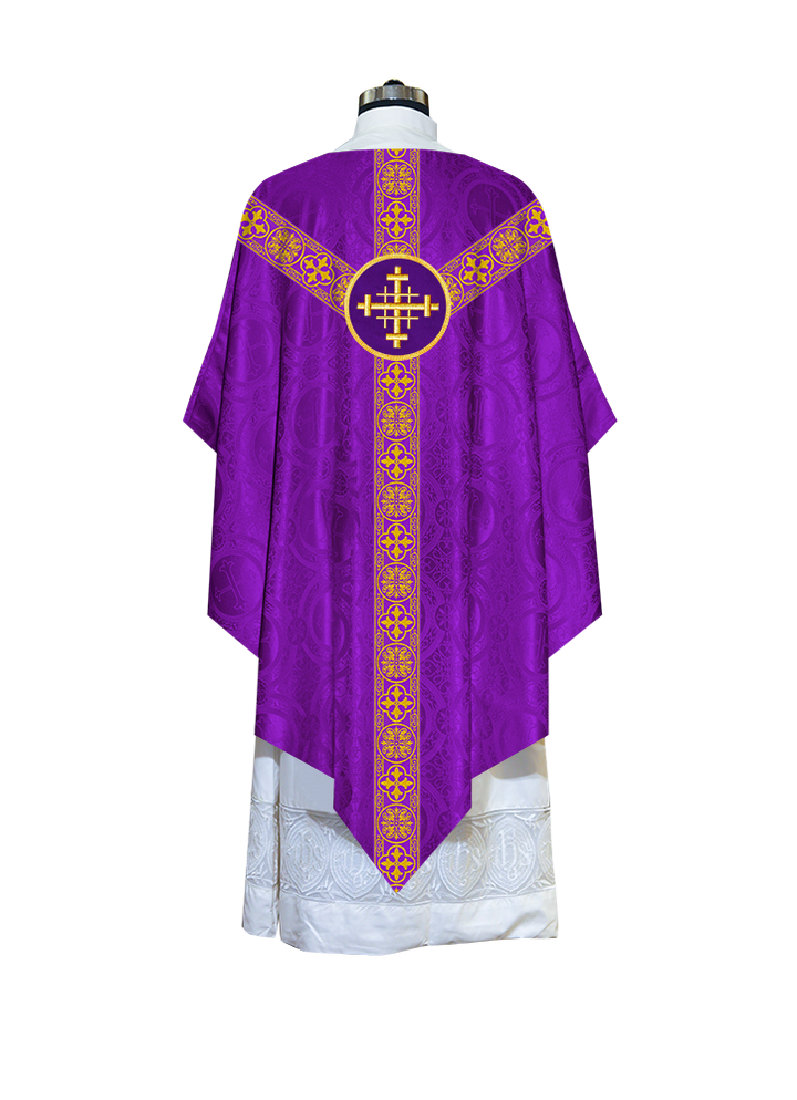 Liturgical Pugin Chasuble with Woven Designer Braided Orphrey