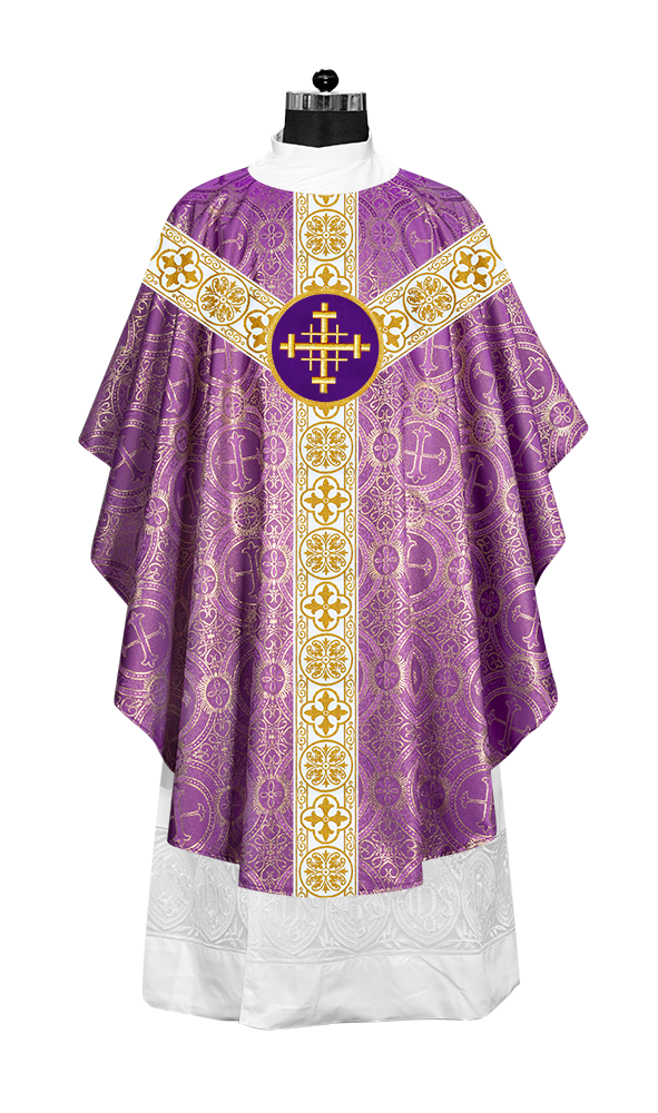 Gothic Chasuble Vestment with Motif and White Orphrey