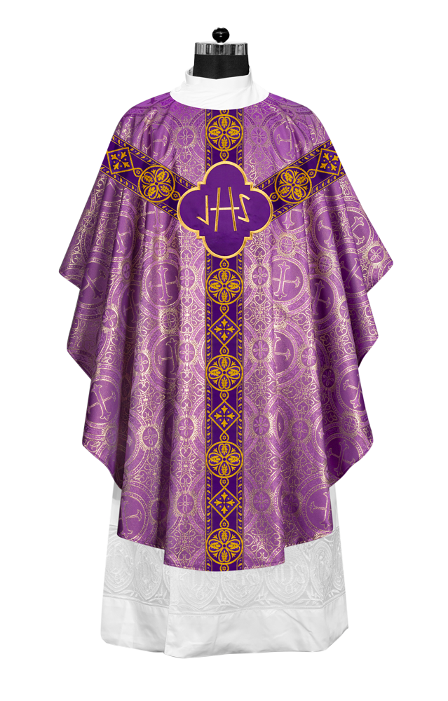 Liturgical Gothic Chasuble Vestment with Y type braided orphrey