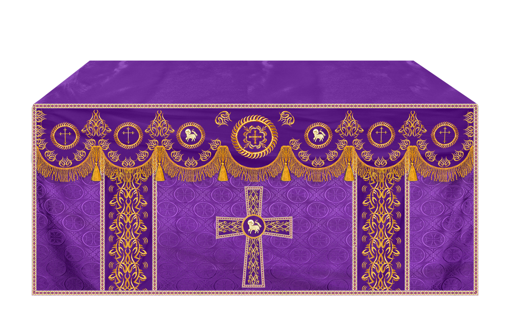 Church Altar Frontal with Ornate Embroidery & Spiritual Motifs