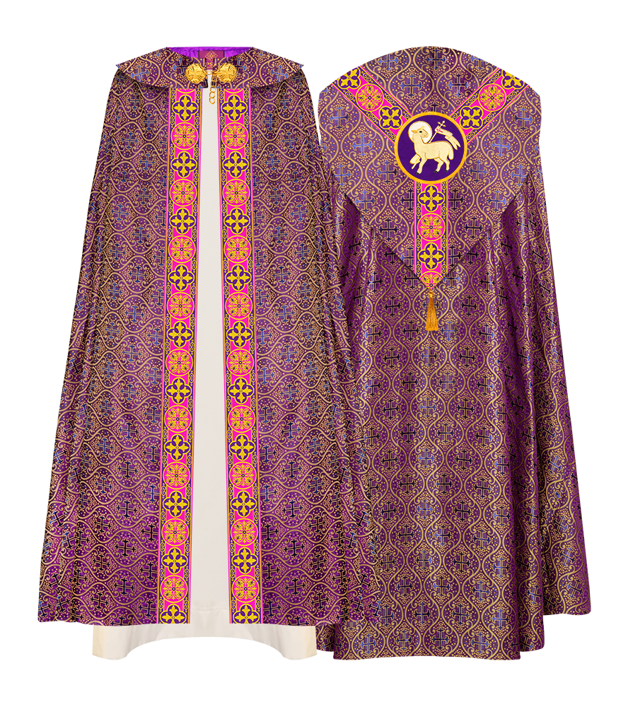 Gothic Cope Vestment with Y Type Motif and Braided Trims