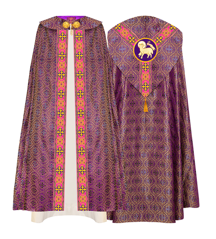 Gothic Cope Vestment with Y Type Motif and Braided Trims