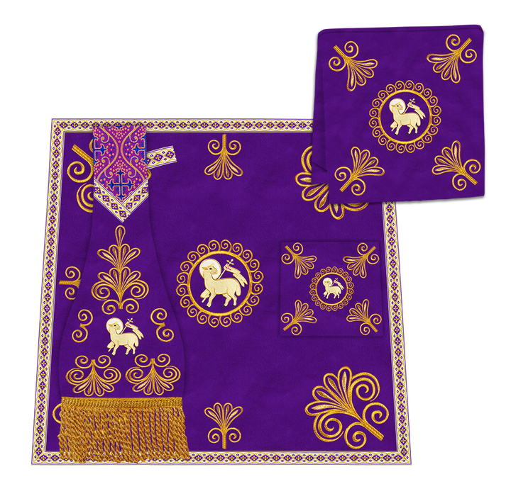 Roman Chasuble Vestment enriched With Coloured Braids and Trims