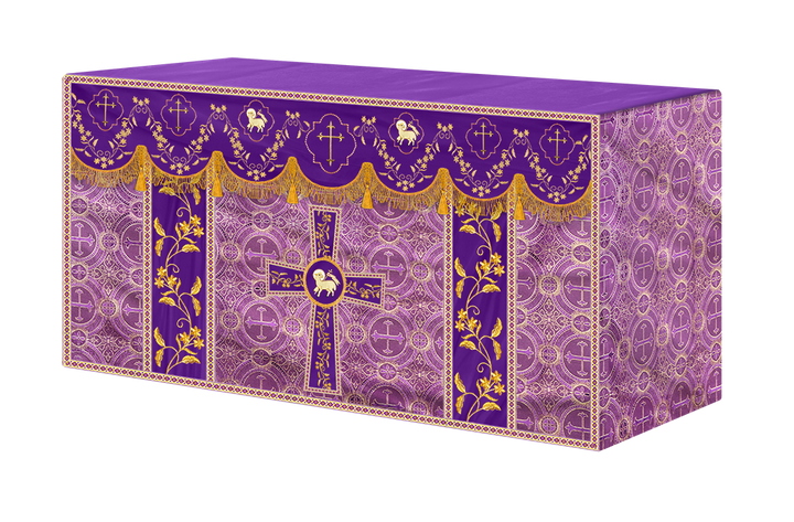 Altar Table Cloth With Floral Embroidery trims