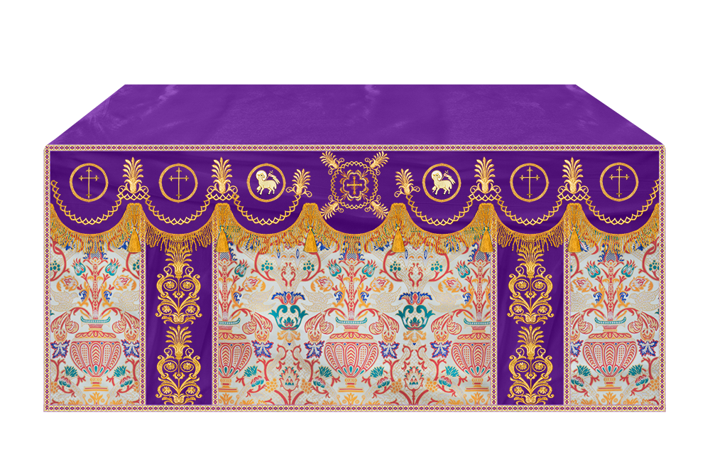 Coronation Tapestry Altar Table Cloth with Embroidered trims