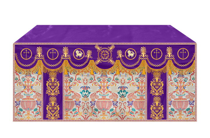 Coronation Tapestry Altar Table Cloth with Embroidered trims