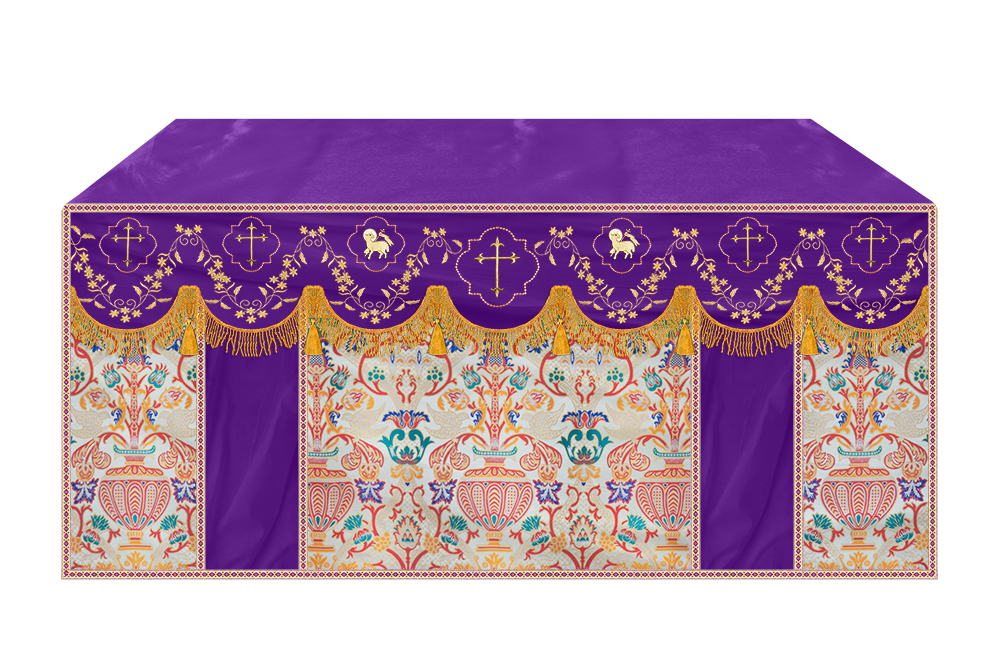 Tapestry Altar Cloth Adorned with Intricate Embroidery