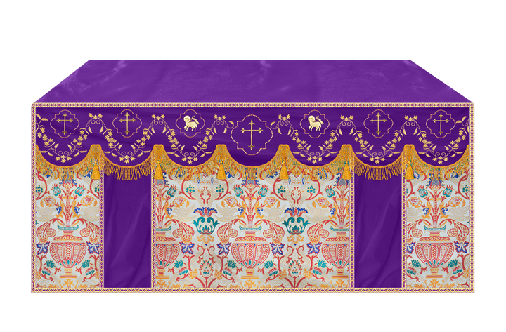 Tapestry Altar Cloth Adorned with Intricate Embroidery