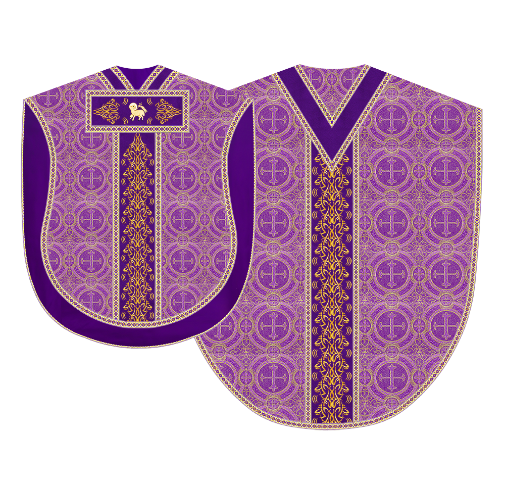 Borromean Chasuble Vestment With Braided Orphrey and Trims