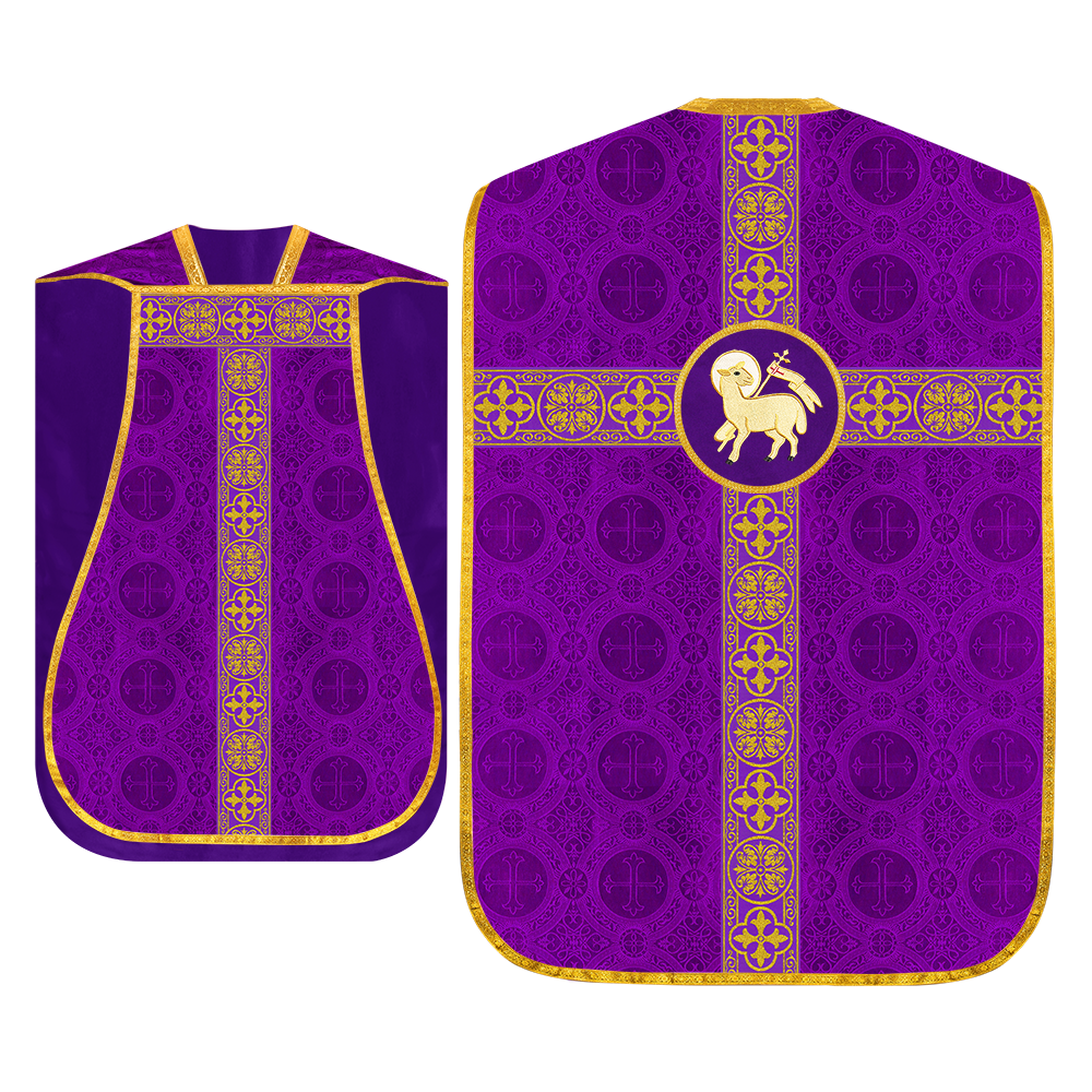 Fiddleback Vestment with Motif and woven Braided Trims