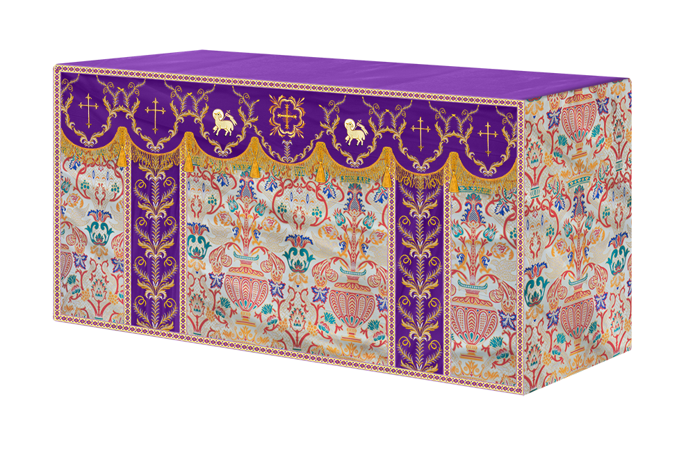 Liturgical Tapestry Altar Cloth with Detailed Embroidered Trims