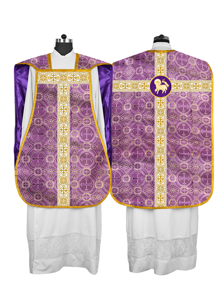 Casulla católica romana con motivo espiritual 