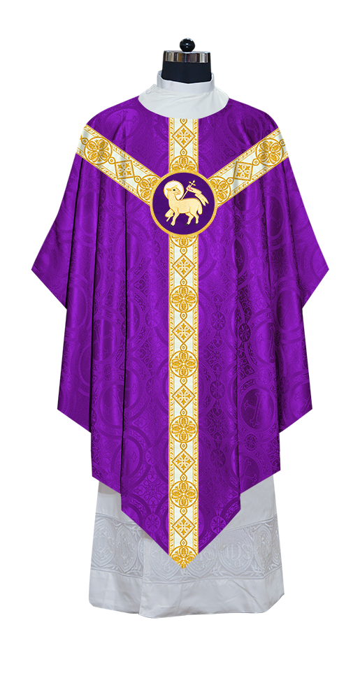 Traditional Pugin Style Chasuble Adorned with White Braids