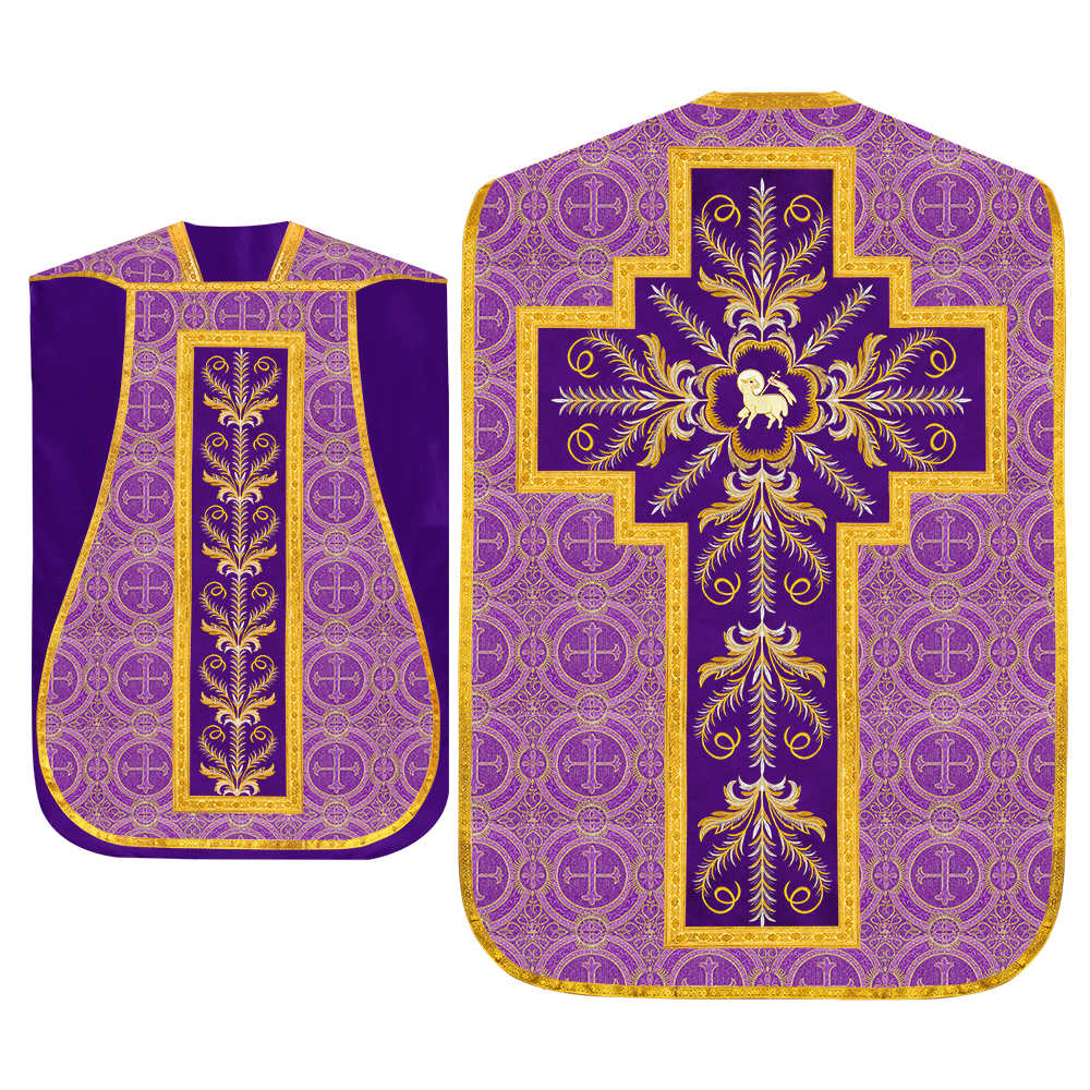 Set of Four Roman Chasuble with liturgical motifs