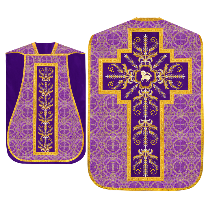 Set of Four Roman Chasuble with liturgical motifs