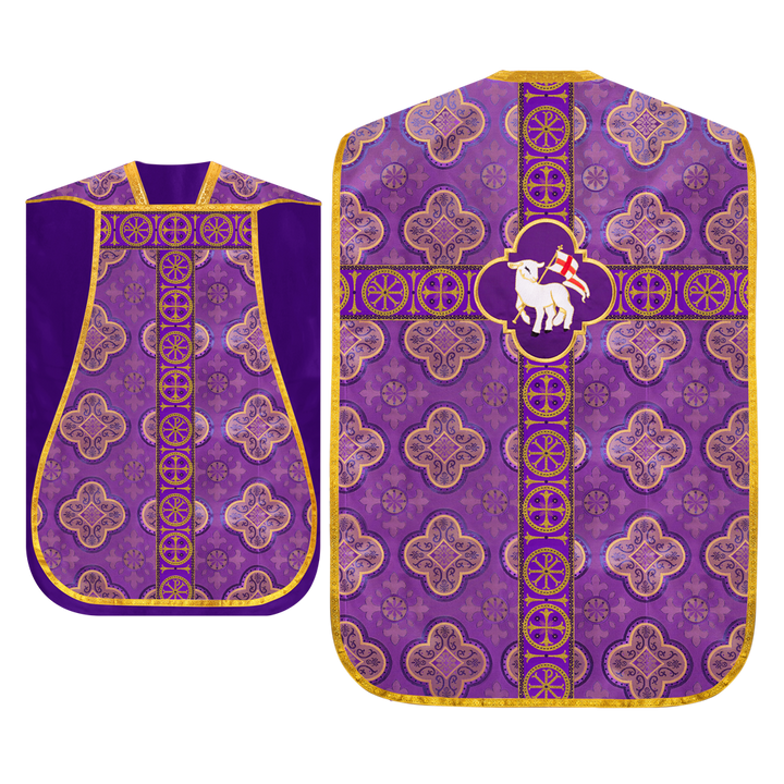 Roman Chasuble Vestment with Spiritual Motif and Ornate Braids