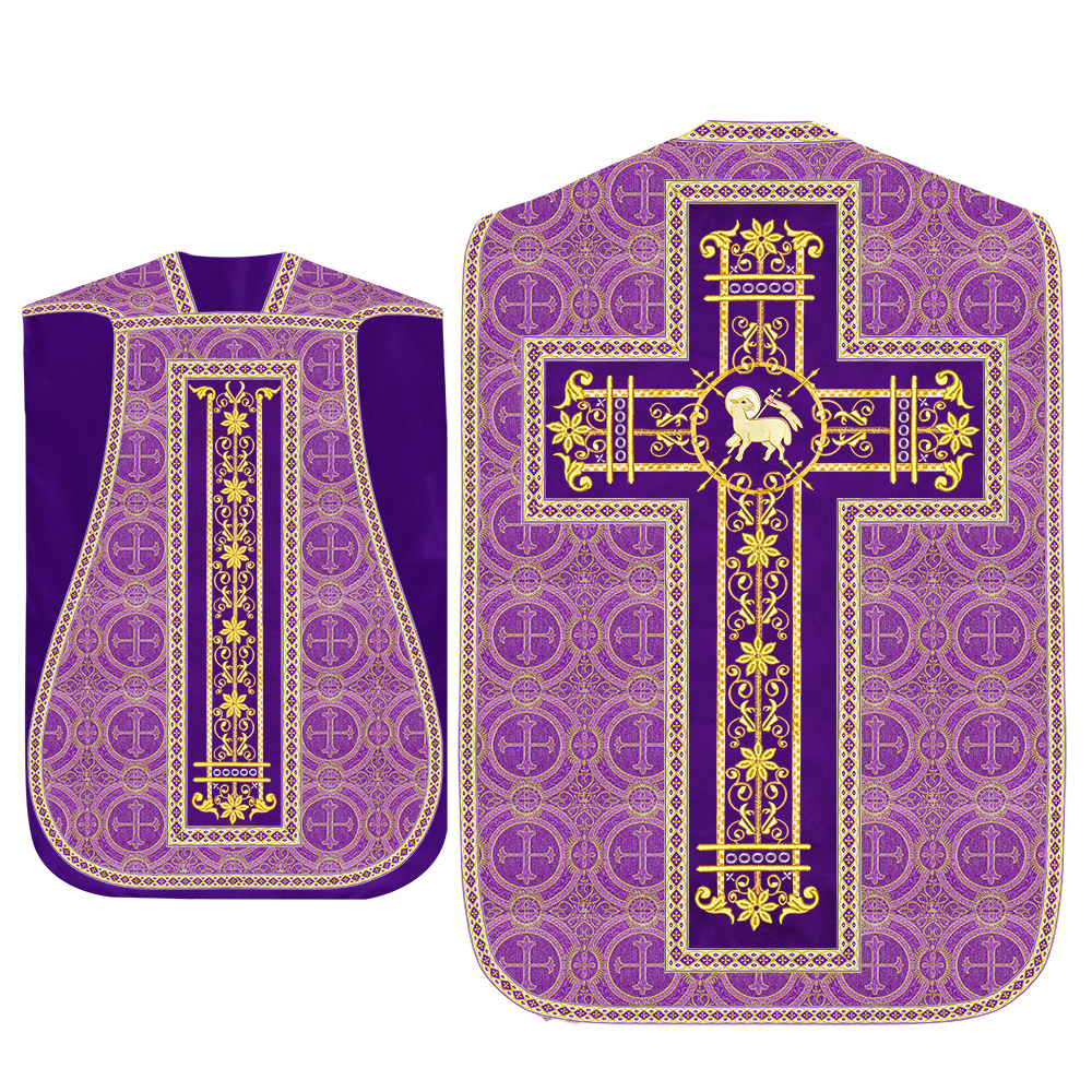 Roman Chasuble Vestment Enhanced With Orphrey and Trims